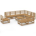 vidaXL Salon de jardin 10 Pièces marron miel bois de pin massif