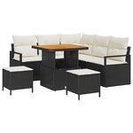 vidaXL Ensemble de Canapés de Jardin 8 Pièces avec Coussins - Poly Rattan Noir Acacia