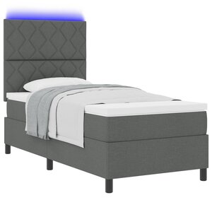 vidaXL Lit à sommier avec matelas et LED gris foncé 90x190 cm Tissu