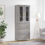 vidaXL Buffet haut Sonoma gris 69 5x34x180 cm Bois d'ingénierie