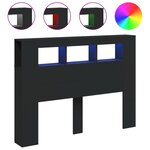 vidaXL Tête de lit à LED noir 140x18 5x103 5 cm bois d'ingénierie