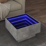 vidaXL Table basse avec LED gris béton 50x50x30 cm bois d'ingénierie