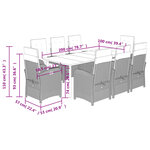 vidaXL Ensemble à manger de jardin et coussins 9 Pièces beige Poly rotin
