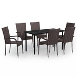 vidaXL Ensemble de salle à manger d'extérieur 7 Pièces Marron et noir