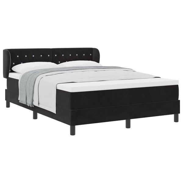 Lit Box Spring vidaXL avec Matelas Noir 160x200 cm Velours