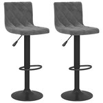 vidaXL Tabourets de bar lot de 2 Gris foncé Velours