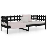 vidaXL Lit de jour Noir 90x190 cm Bois de pin massif