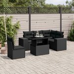 vidaXL Salon de jardin 6 Pièces avec coussins noir résine tressée