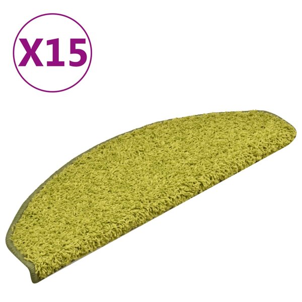 vidaXL Tapis de marches d'escalier 15 Pièces Vert 65x21x4 cm