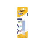 BIC Lot de 3 Recharges pour stylo roller encre gel effaçable Gelocity Illusion - Bleu