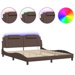 vidaXL Cadre de lit avec lumières LED gris 180x200 cm similicuir