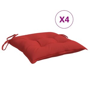vidaXL Coussins de chaise lot de 4 rouge 40x40x7 cm tissu oxford
