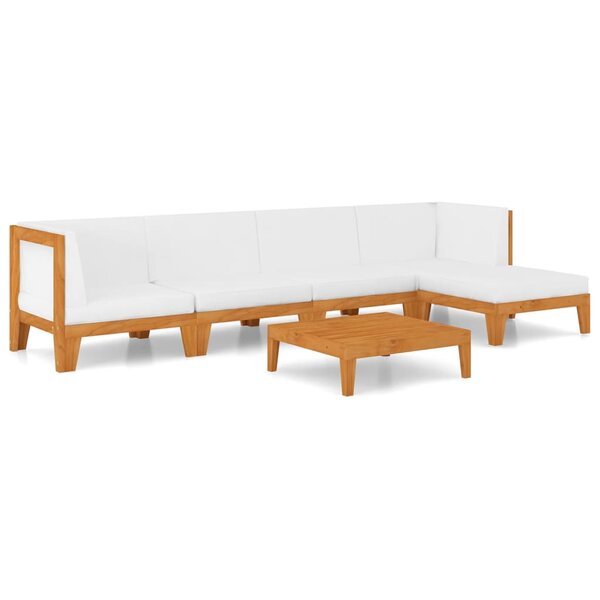 vidaXL Salon de jardin 6 Pièces avec coussins Bois d'acacia solide