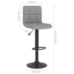 vidaXL Tabourets de bar lot de 2 gris clair tissu