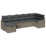 vidaXL Ensemble de canapé de jardin 7 pièces avec coussins Gris en rattan synthétique