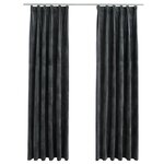 vidaXL Rideaux occultants et crochet 2Pièces Velours Anthracite 140x175cm
