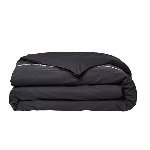 Parure de lit - 220 x 240 cm - 100  Percale Finition dentelle - Fusain
