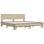 vidaXL Cadre de lit chêne sonoma 200x200 cm bois d'ingénierie et métal