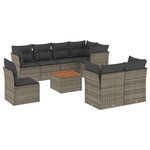 vidaXL Salon de jardin 9 Pièces avec coussins gris résine tressée