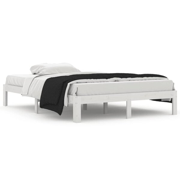 vidaXL Cadre de lit Blanc Bois de pin massif 140x200 cm