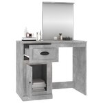 vidaXL Coiffeuse et miroir gris béton 90x50x132 5 cm bois d'ingénierie