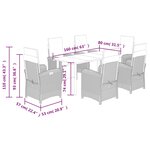 vidaXL Ensemble à manger de jardin et coussins 7 Pièces marron rotin
