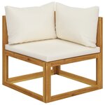 vidaXL Salon de jardin 6 Pièces avec coussin Crème Bois d'acacia solide