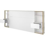 Tête de lit avec étagères + chevets chêne artisan et blanc 255 x 36 x Hauteur 103 cm