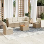 vidaXL Salon de jardin avec coussins 7 Pièces beige résine tressée