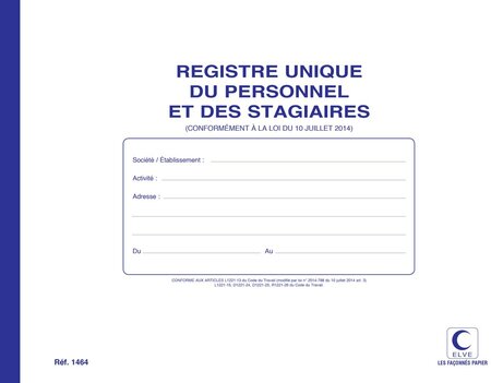 Registre unique du Personnel et des Stagiaires 210X297 48 PAGES ELVE