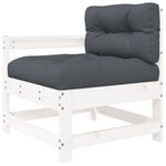vidaXL Salon de jardin 6 Pièces avec coussins blanc bois massif