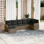 vidaXL Salon de jardin avec coussins 7 Pièces gris résine tressée