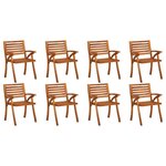 vidaXL Chaises de jardin avec coussins lot de 8 Bois d'acacia solide