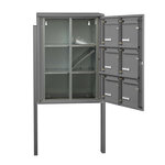 Bloc collectif Leabox  2x3  grade 3  simple face  extérieur  fixation sur pieds à sceller  gris poussière ral 7037 finition brillante