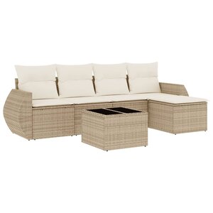 vidaXL Salon de jardin avec coussins 6 Pièces beige résine tressée