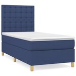 vidaXL Sommier à lattes de lit avec matelas Bleu 90x200 cm Tissu