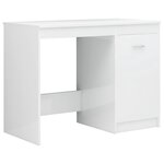 Bureau table poste de travail meuble d'ordinateur informatique étude brillant 140 x 50 x 76 cm bois d’ingénierie blanc 02_0023548