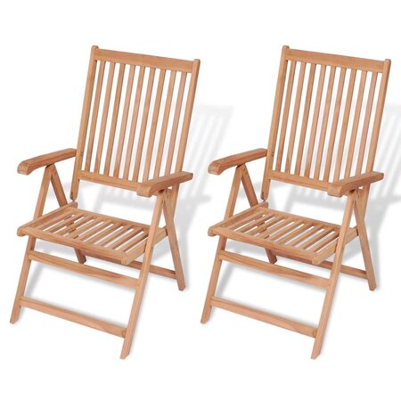 vidaXL Chaises inclinables de jardin lot de 2 Bois de teck solide