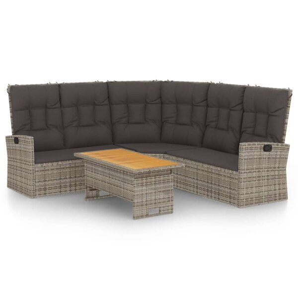 vidaXL Salon de jardin 2 Pièces avec coussins Gris Résine tressée