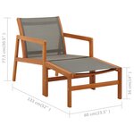 vidaXL Chaise de jardin et repose-pied Gris Eucalyptus et textilène