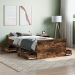 vidaXL Cadre de lit tête de lit et pied de lit chêne fumé 90x200 cm
