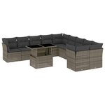 vidaXL Salon de jardin 11 Pièces avec coussins gris résine tressée