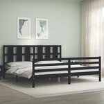 vidaXL Cadre de lit avec tête de lit noir 200x200 cm bois massif