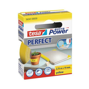 Ruban adhésif toilé réparation fixation tesa power effect 2 75m x 19mm jaune