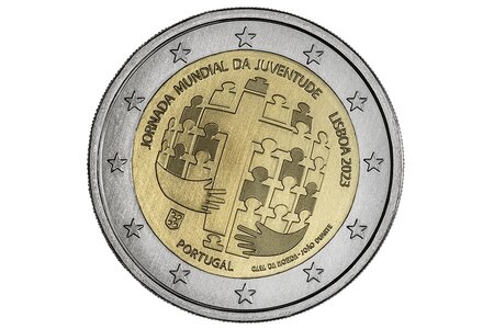 Pièce de monnaie 2 euro commémorative Portugal 2023 – Journées mondiales de la Jeunesse