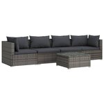 vidaXL Salon de jardin 5 Pièces avec coussins résine tressée gris