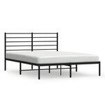 vidaXL Cadre de lit métal avec tête de lit noir 135x190 cm