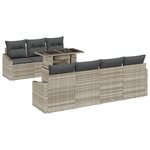 vidaXL Ensemble de canapé de jardin 8 pièces avec coussins gris clair en poly rotin