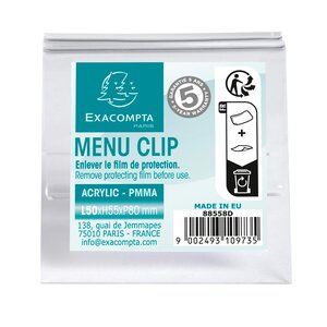 Porte-carte Clip L50mm - Cristal - X 50 - Exacompta