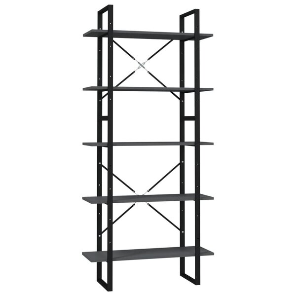 vidaXL Bibliothèque à 5 niveaux Gris 80x30x175 cm Bois d'ingénierie